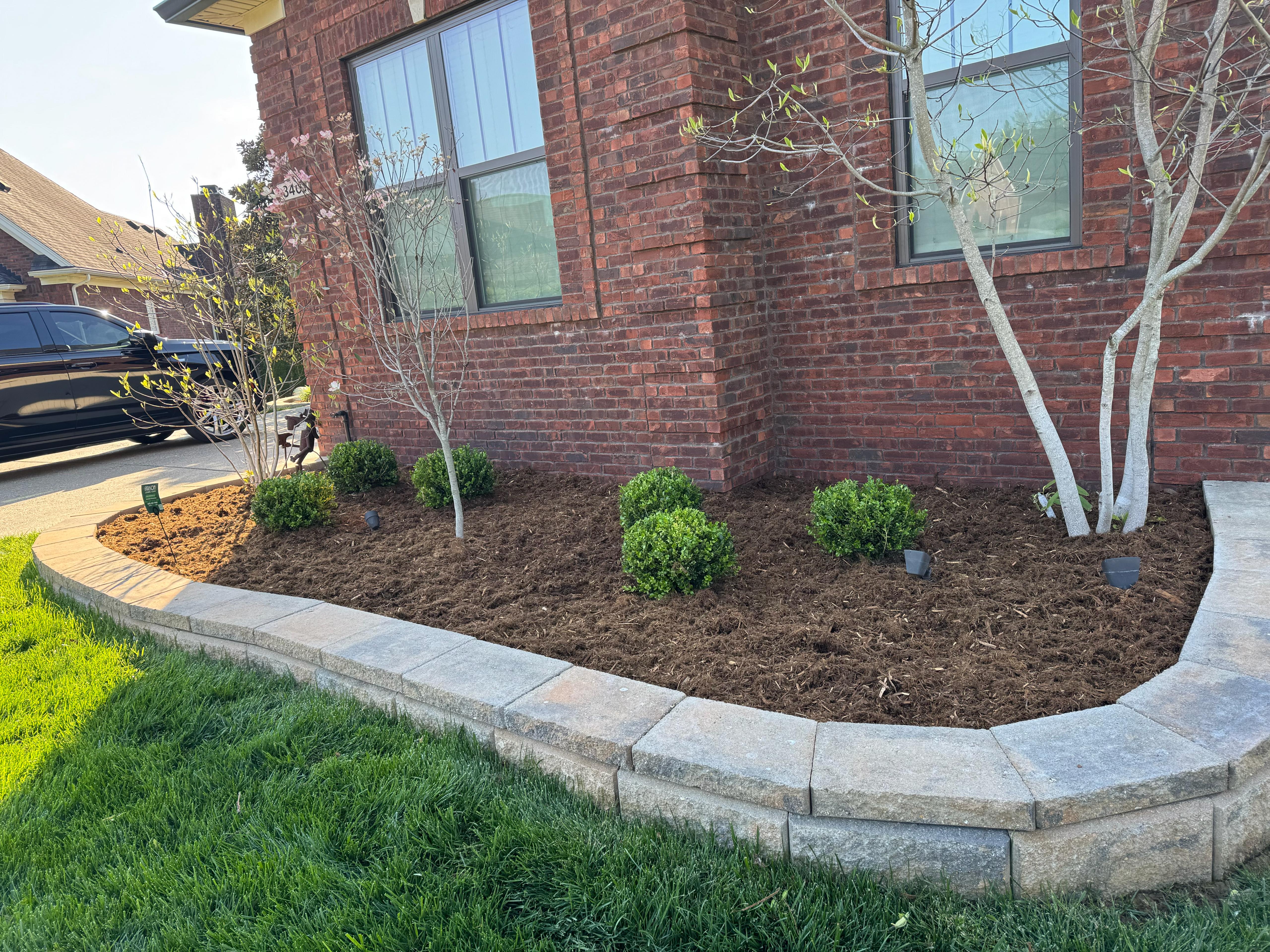 Completed landscaping bed